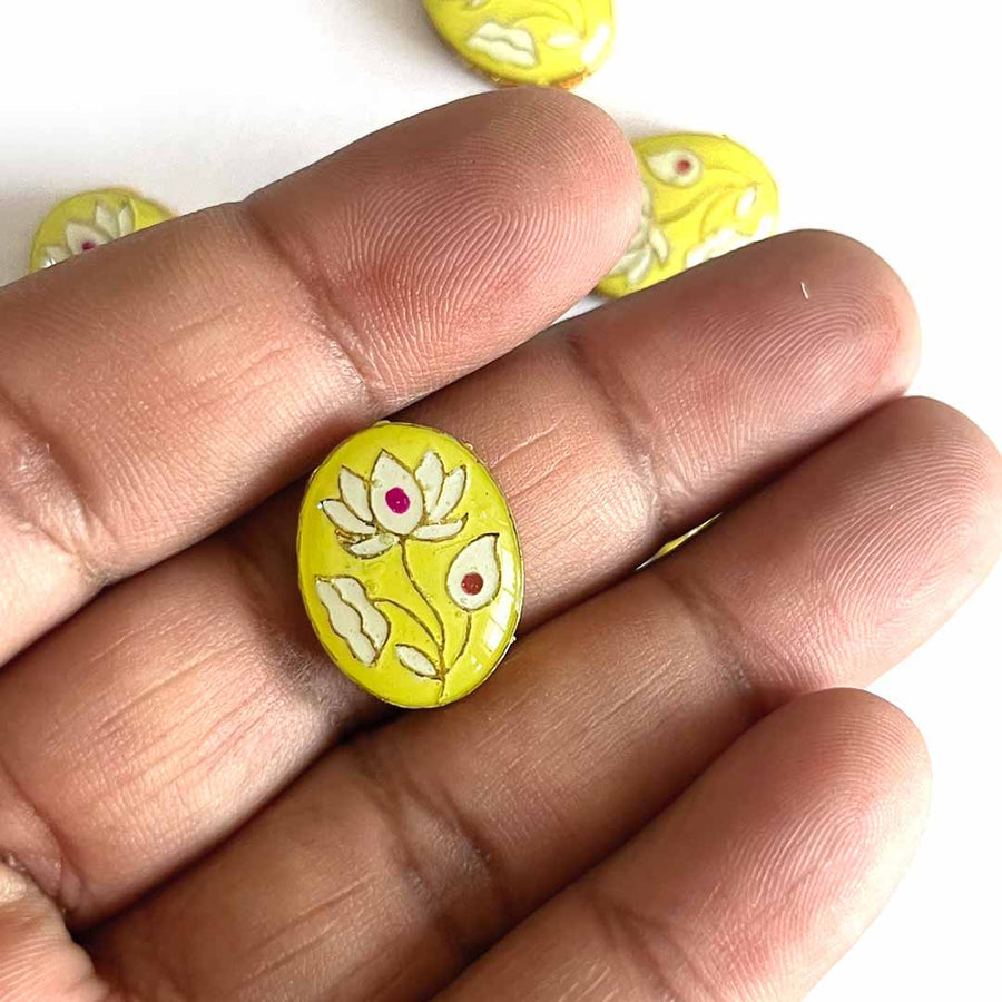 yellow Color Connector | Connector Pack of 10 | Meenakari Work connector | Jarkan Connecter | jarkan Shape | Fancy Button | Craft making Item | Flower Shape fancy Button | Amazing Art | Craft Decoration | Golden Kundan | Adikla Craft store | Craft Shop Near Me