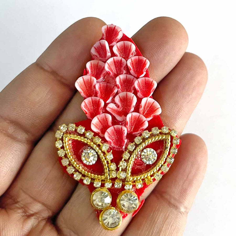Booti | Decorative Booti | Red color Booti | Ladoo Gopal Cloths | Shri Krishna Clothes | Festivel Decoration | Indian Art | Indian Craft | Decoration Items For Craft Making | festivel | Diwali Decoration | Booti Pack of 10 | Craft Near me | Art Shop Near Me | Adikala Craft Store