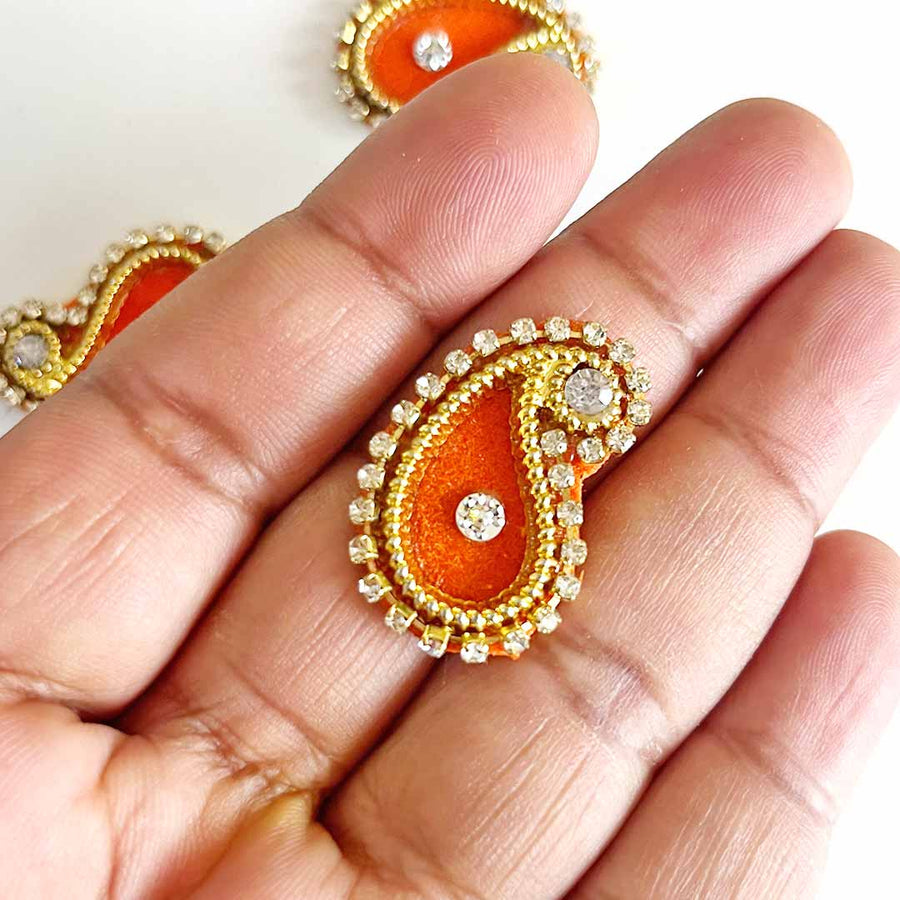 Orange Color Pazily Booti | Booti pack of 10 | Booti | Orange Color Booti | Home decoration Booti  | Art | Craft | Decoration | Pichwai Booti Collection | Beautifull Design Booti | DIY Craft | DIY ART | Dress Decoration | Hobby Craft | Craft Shop Near Me | Adikala craft Store | India | Adikala 