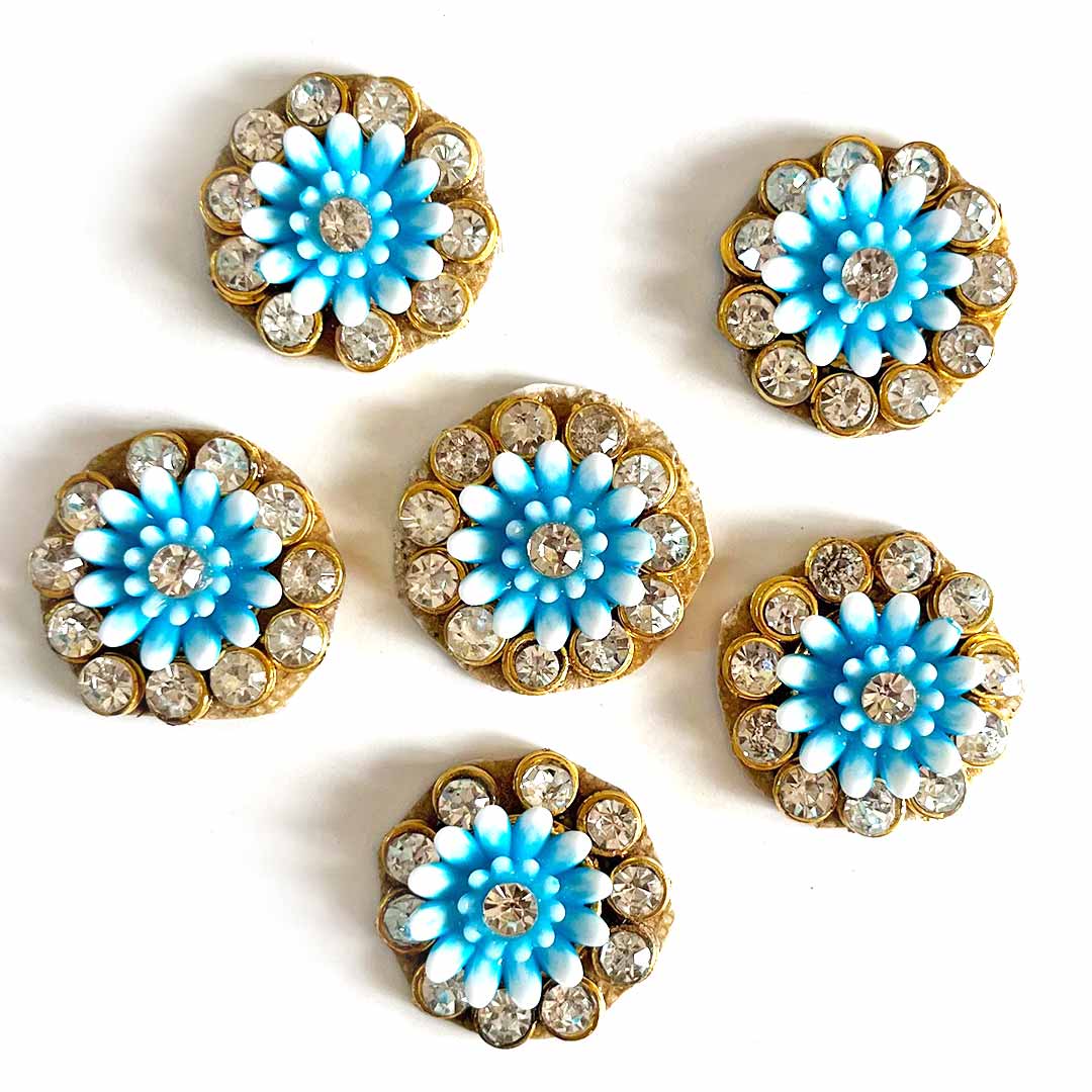 Big Size Blue Color Booti | Rhinestones Booti | Booti Pack of 10 | God Clothes | Decoration n Booti | DIY Craft | Craft | Art | Hobby craft | Craft Shop Near Me | Decoration | Artist | Pichwai Design Booti | Adikala Craft Store | Adikala