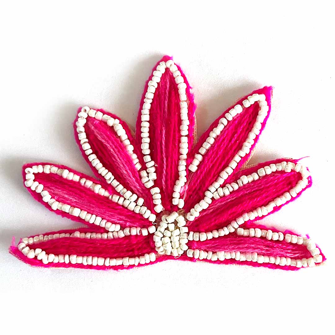 Pink color woolen lotus design booti pack of 10 for decoration & Festive DIY Craft