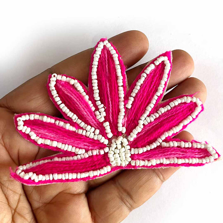 Pink color woolen lotus design booti pack of 10 for decoration & Festive DIY Craft