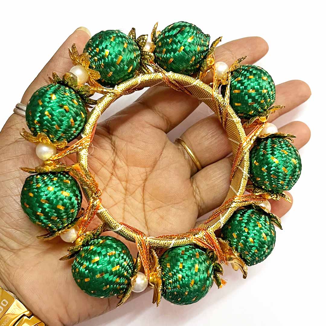 3 Inches Green Color Beads Bangle/Ring Set Of 2 – Adikala - Craft Store