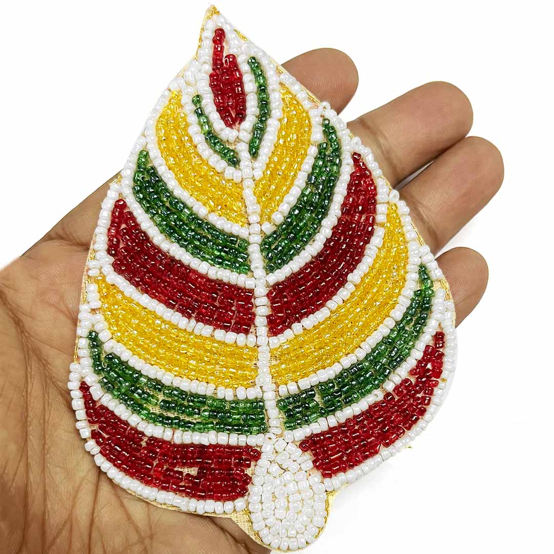 Maroon & Multi Color Beads betel leaf design booti pack of 4 for toran tea light decoration & Festive DIY Crafts