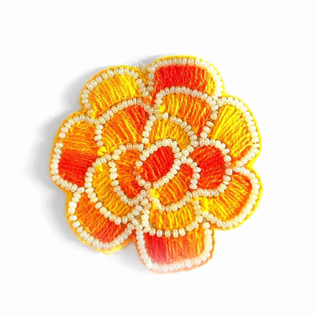Oragne color woolen rose design booti pack of 10 for decoration & Festive DIY Craft