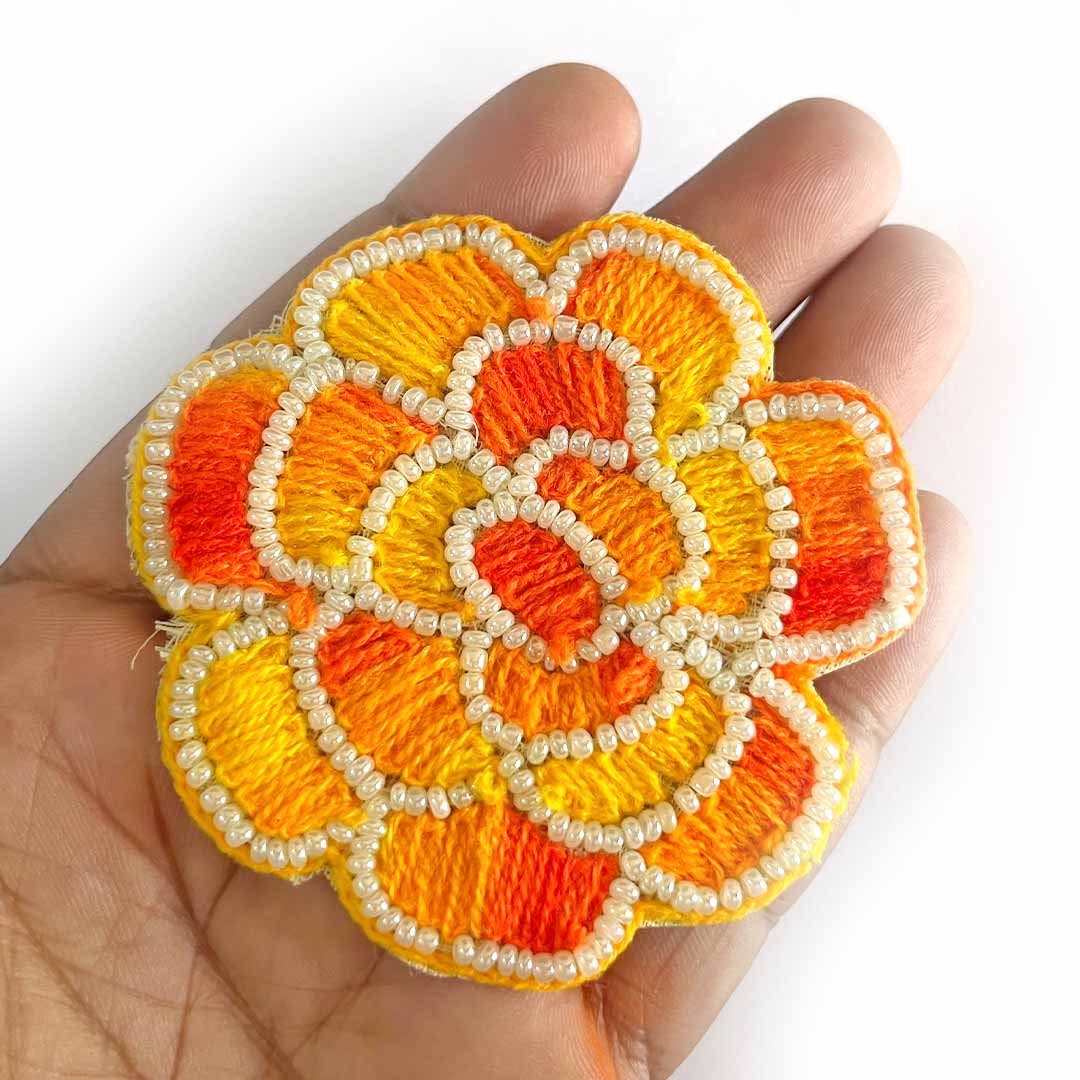 Oragne color woolen rose design booti pack of 10 for decoration & Festive DIY Craft
