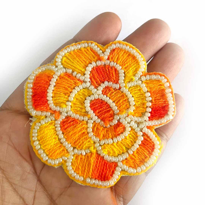 Oragne color woolen rose design booti pack of 10 for decoration & Festive DIY Craft