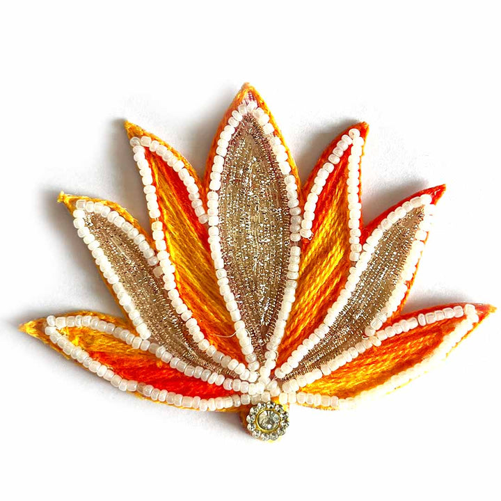 Orange color nakshi Beads lotus design booti pack of 4 for decoration & Festive DIY Craft