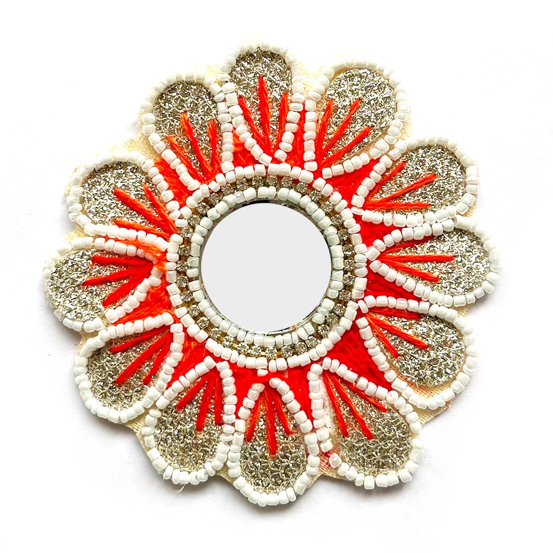 Red Color Flower Shape Booti Pack of 4 For Toran Tealight Decoration & Festive DIY Craft