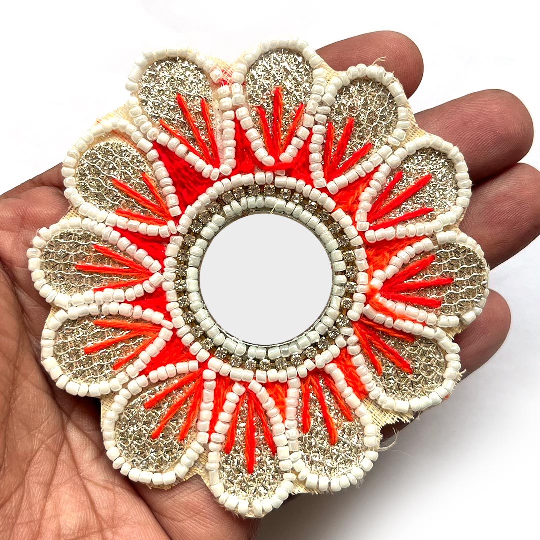 Red Color Flower Shape Booti Pack of 4 For Toran Tealight Decoration & Festive DIY Craft