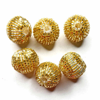Golden Katdana Beads Pack Of 10 | Katdana Beads | Katdana Bolls | Katdana Beads | Adikala Craft Store | Art Craft | Colllection | Projects | Art | Jewellery Making