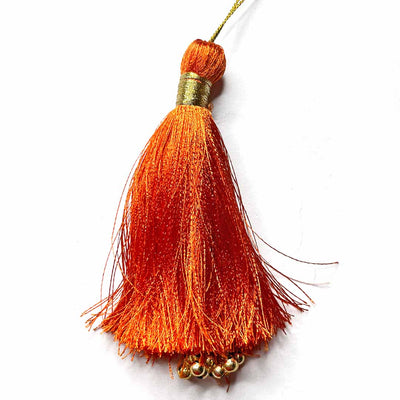 Big Size Orange Color Golden Beads Hanging/Tassels Pack Of 6
