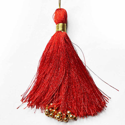Red Color Golden Beads Hanging/Tassels Pack Of 6
