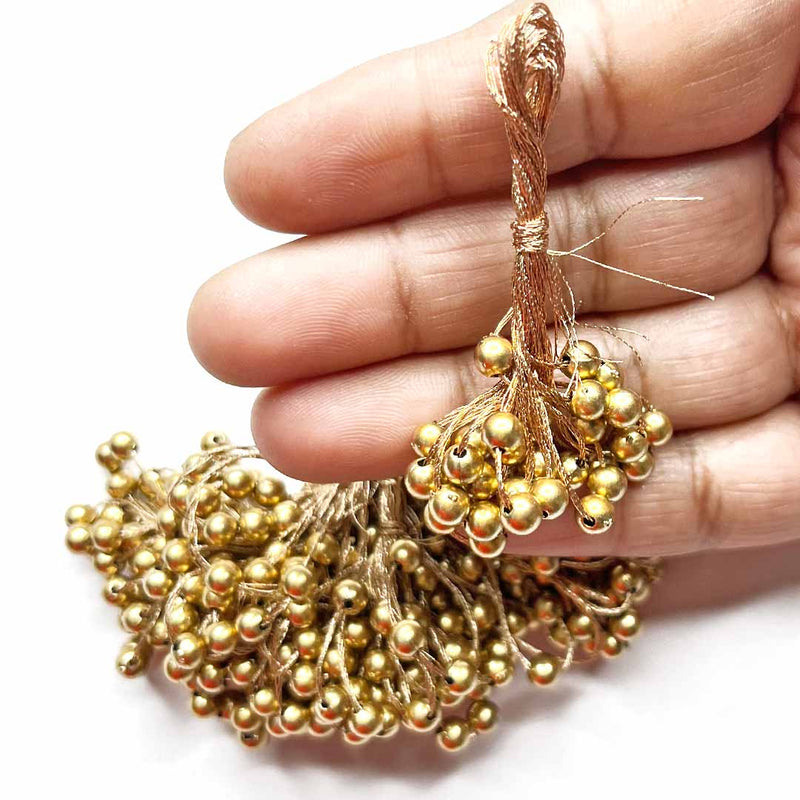 Golden Beads Hanging | Tassels Pack Of 10 | tassels | beads | hanging little bolls