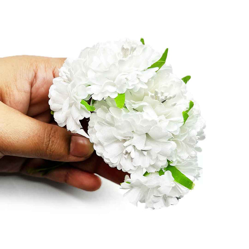White Color Fabric Flower Bunch 2 Of 12 PCS | White Color Fabric Flower | White Flower | Adikala Craft Store