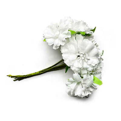 White Color Fabric Flower Bunch 2 Of 12 PCS | White Color Fabric Flower | White Flower | Adikala Craft Store