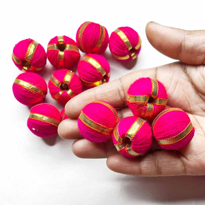 Rani Pink Color Big Size Gota Beads Pack Of 15 | Rani Pink Gota Beads | Gota Beads | Adikala Craft Store | Art Craft | Colllection | Projects | Art | Jewellery Making