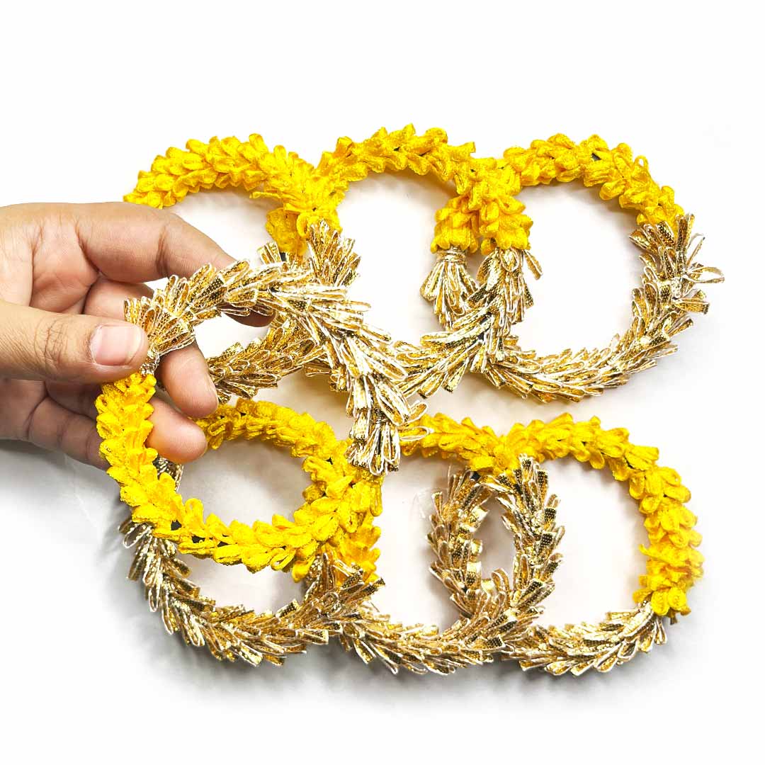 Half Yellow & Half Golden Gota Ring | Wedding Decoration | Traditional Art | Dress Making | DIY | Jawellry Making Material