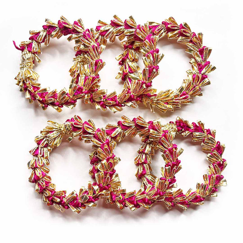 3 Inches Rani Pink & Golden Gota Ring Set Of 6 | rani pink | rajasthani gota  