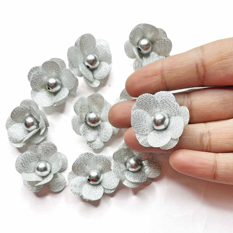 Silver Color Small Size Flower Set Of 20 | Small Size | Adikala Craft Store | Art Craft 