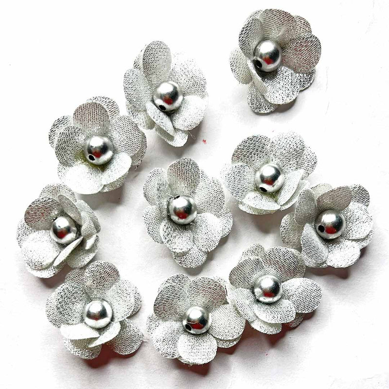 Silver Color Small Size Flower Set Of 20 | Small Size | Adikala Craft Store | Art Craft