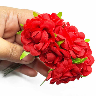 Small Size Red Color Fabric Roses Bunch 2 Of 12 PCS | Red color Fabric Rose | fabric Rose | Adikala craft Store | Art Craft | Red Color Flower | Colllection