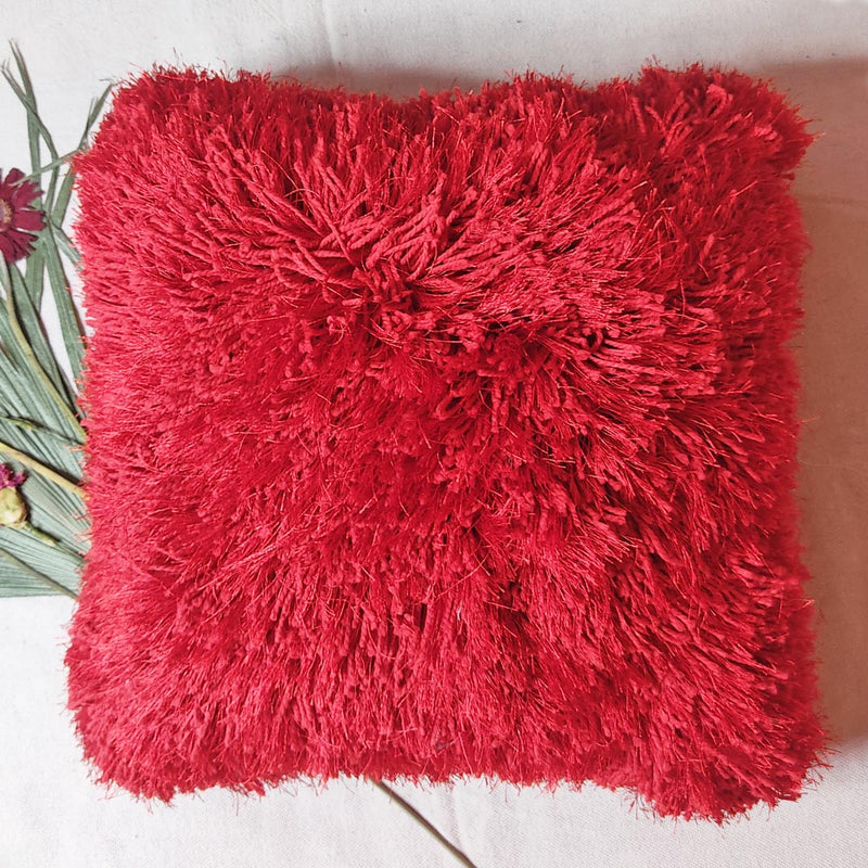 Red Cotton Yarn & Resham Thread Cushion Cover |  Cushion | covers | Resham | Yarn | Thread Cushion Covers |  Red Cotton | Red Color Cotton Cover | Adikala Craft Store | Adikala | Craft Store Online 