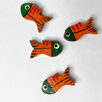 Orange Fish | Green Wooden Fish | Green Fish | Fish Miniature | Art Craft | Adikala