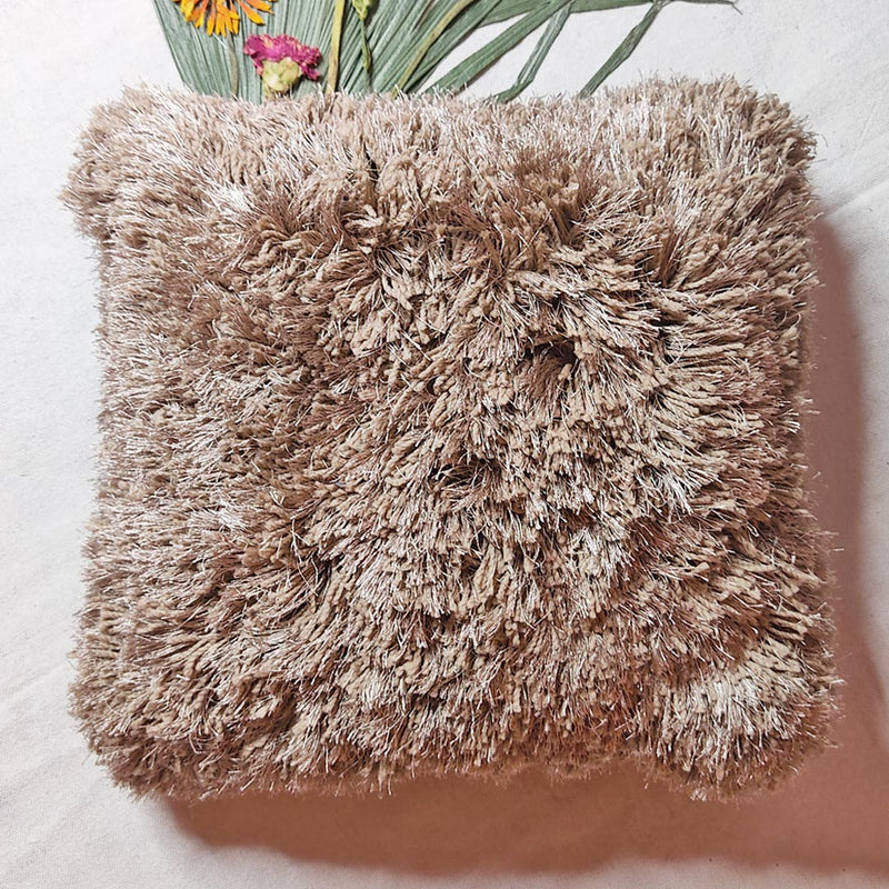 cotton Yarn & Resham Thread Cushion Cover | Resham Thread Cushion Cover  | Cushions | Covers | Resham Cushion  |  thread covers  |  Beige Cotton Cover | Art Craft | Adikala Craft Store 