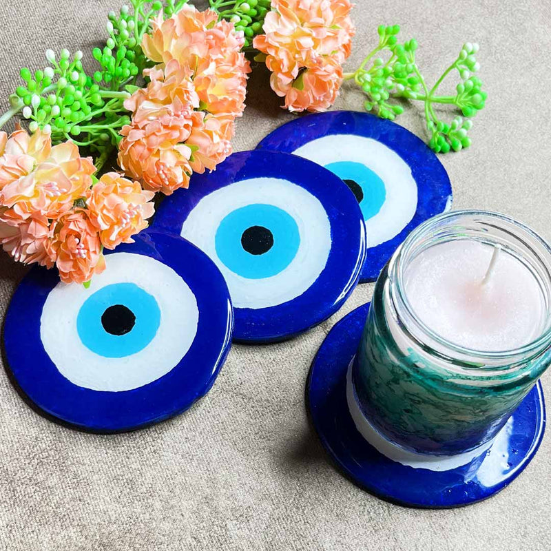 Evil Eye Coaster Set of 2 | Evil Eye | Coster Set | Adikala Craft Store | Art Craft | Craft | Decoration | Home Deacor