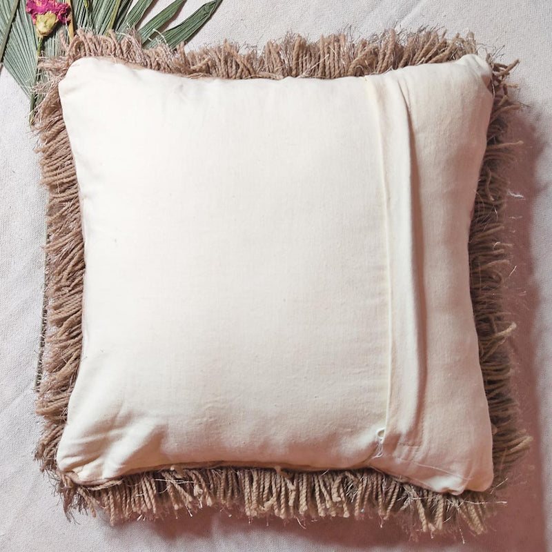  Resham Thread Cushion Cover | cotton Yarn & Resham Thread Cushion Cover | Resham Thread Cushion Cover | Cushions | Covers | Resham Cushion | thread covers | Beige Cotton Cover | Art Craft | Adikala Craft Store