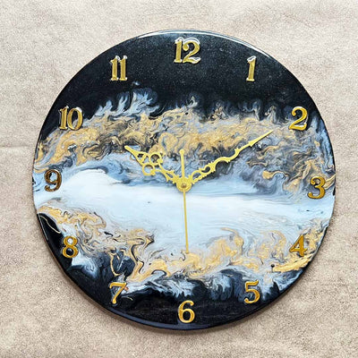 Black & White Resin Wall Clock | White Resin Wall Clock | Resin Clock | Wall Clock | Adikala Craft Store | Art Craft | Craft | Decoration | Home Deacor | Resin Art | Resin