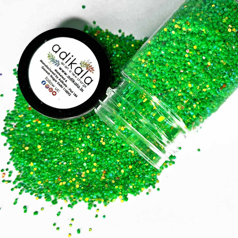 Parrot Green with Multicolor Shine Glitter (GG1)