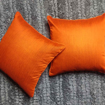 Orange Handloom Chanderi Modal Cushion Cover |  Orange Handloom Chanderi Modal | Cushion Cover | Cushion | Cover   | orage | orange chanderi cushion cover | Art Craft  | Craft Store  online  | Adikala Craft Store 