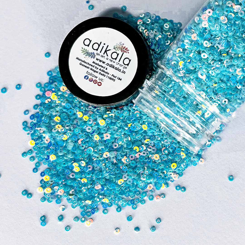Sky Blue With Multicolor Shine Glitter/Sequins (BS2)
