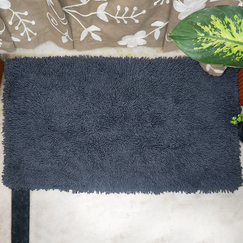 Dark Grey Rectangle Twisted soft cord floor mat