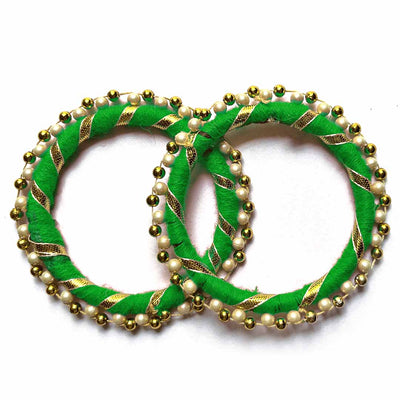 Green Color Gota Ring Set Of 10