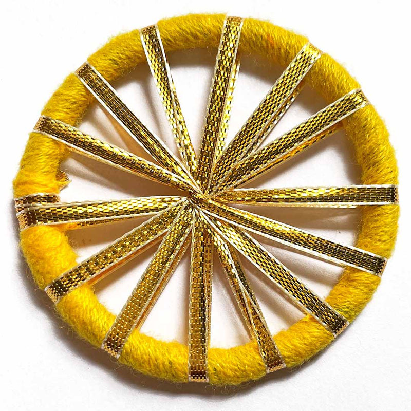 Yellow Color Gota Chakra Ring Set Of 6