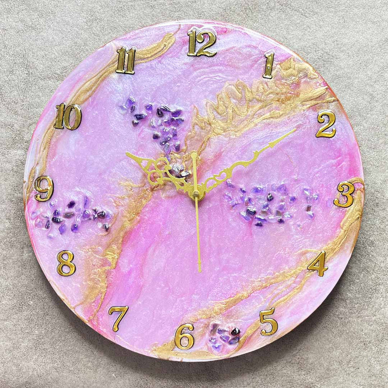 Soft Pink Color Resin Wall Clock | Soft Pink Clock | Resin Wall Clock | Adikala Craft Store | Art Craft | Craft | Decoration | Home Deacor | Resin Art | Resin