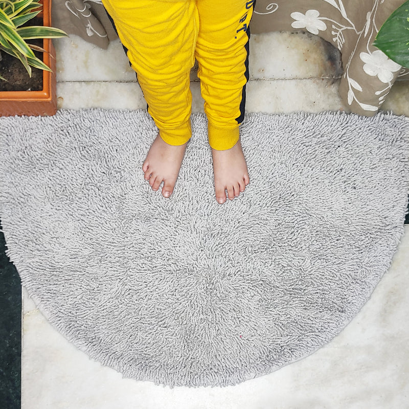 Light Gray Semi Circle Twisted soft cord floor mat