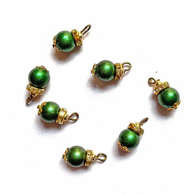 Bottle Green Beads With Golden Hanging | Bottle Green Beads | Adikala Craft Store | Art Craft | Colllection | Projects | Art | Jewellery Making