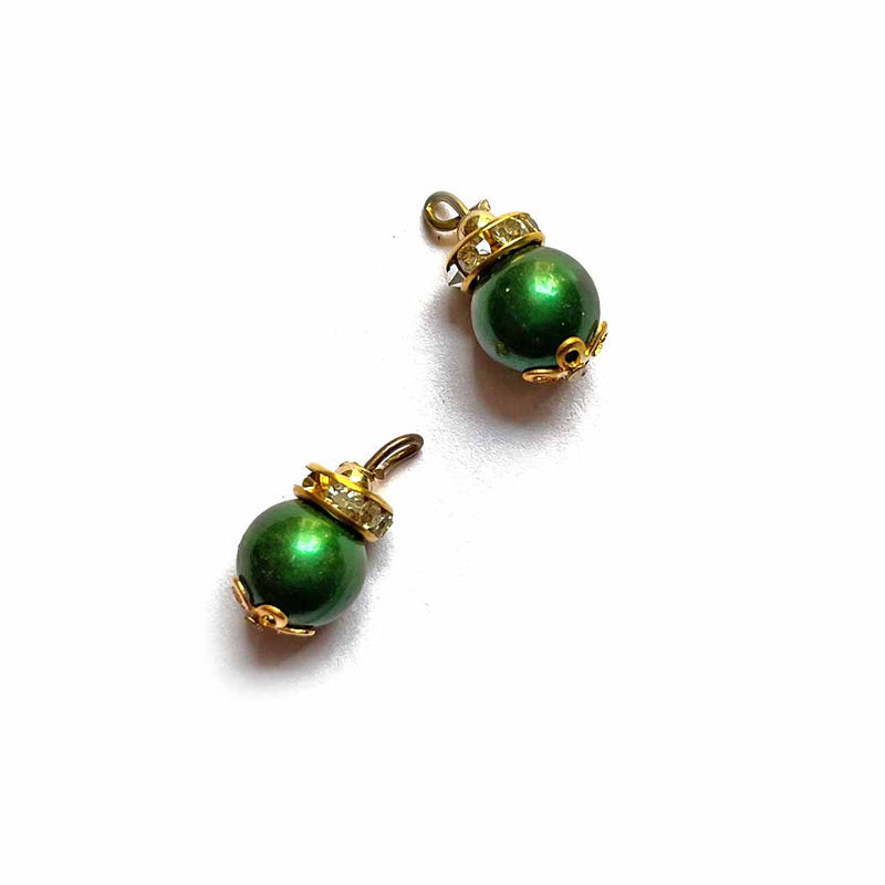 Bottle Green Beads With Golden Hanging | Bottle Green Beads | Adikala Craft Store | Art Craft | Colllection | Projects | Art | Jewellery Making
