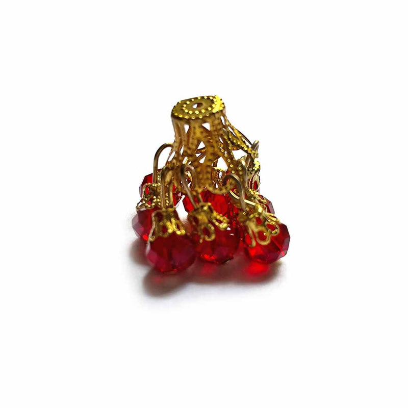 Red Color acrylic Beads Jhumka Set Of 10