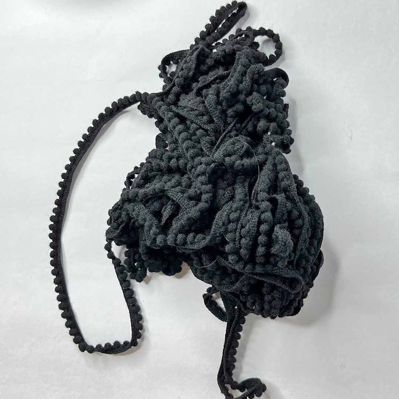 Black Soft Polycotton Pom Pom Lace | pom pom ball | pollycotton laces  |  Adikala Craft Store | Art Craft | Decoration | Laces Collection | Border Collection | Craft Making 