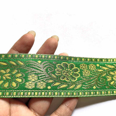 Green & Golden Zari Color Weaving Border - ( 5mtr ) | Green & Golden Zari | Adikala Craft Store | Art Craft | Decoration | Laces Collection | Border Collection | Craft Making