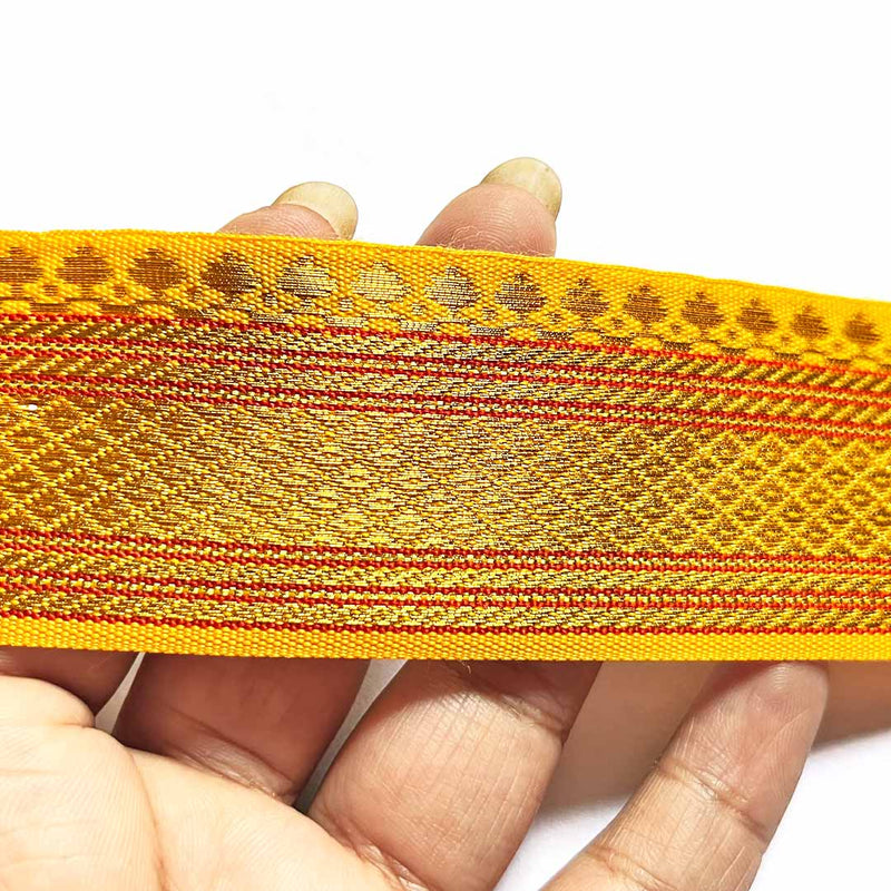 Yellow & Golden Zari Color Weaving Border - ( 5 mtr ) | Yellow & Golden Zari  | Adikala Craft Store | Art Craft | Decoration | Laces Collection | Border Collection | Craft Making