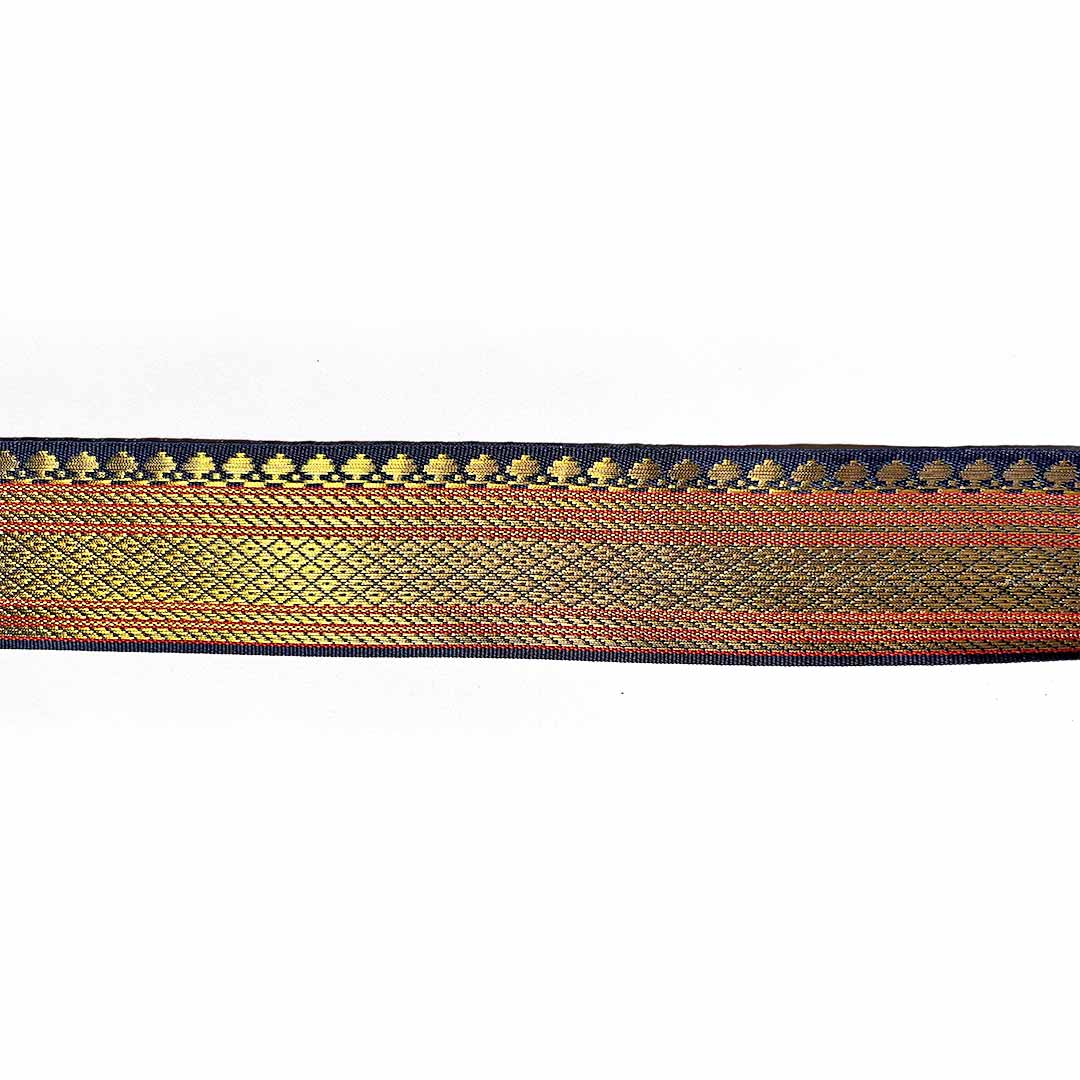 Blue & Golden Zari Color Weaving Border- ( 5mtr ) | Blue & Golden Zari | Adikala Craft Store | Art Craft | Decoration | Laces Collection | Border Collection | Craft Making