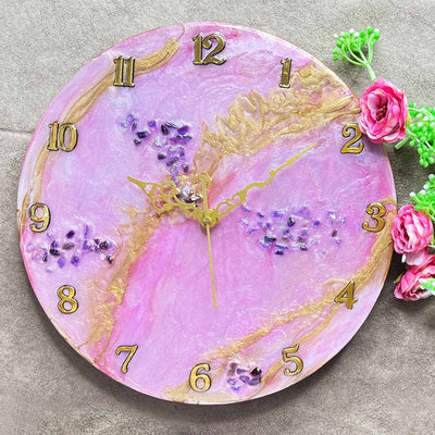 Soft Pink Color Resin Wall Clock | Soft Pink Clock | Resin Wall Clock | Adikala Craft Store | Art Craft | Craft | Decoration | Home Deacor | Resin Art | Resin
