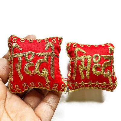 Red Color Riddhi Siddhi Pair Cushions