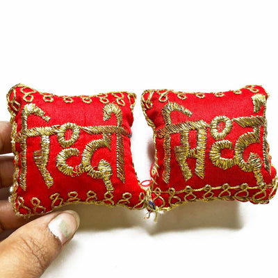 Red Color Riddhi Siddhi Pair Cushions